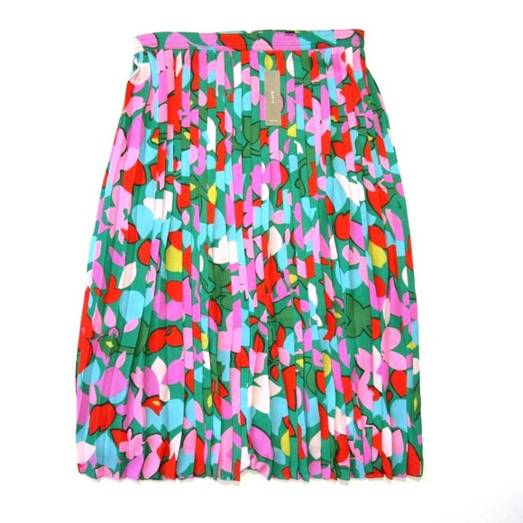 NWT J.Crew Pleated A-Line Midi in Purple Green Confetti Floral Print Skirt 8 - Picture 1 of 4